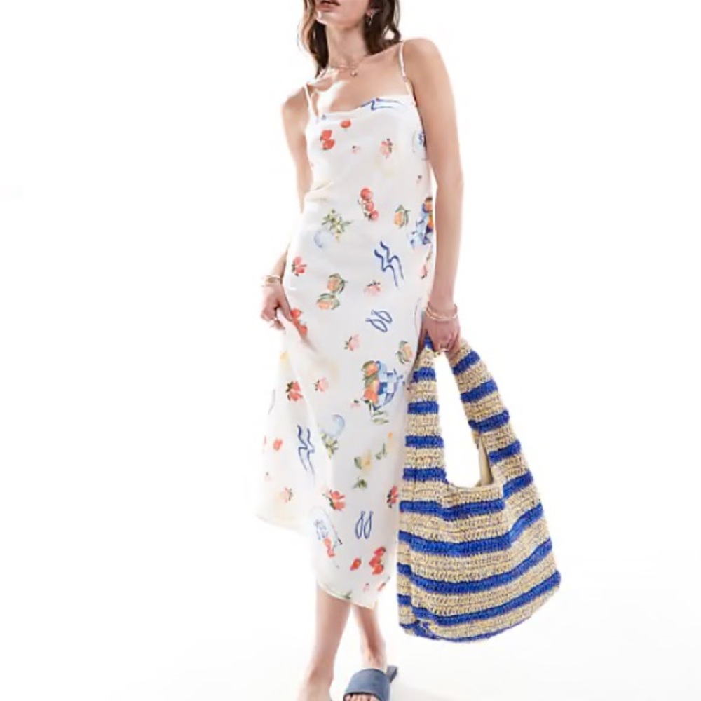 Abercrombie & Fitch European Summer Floral Maxi Dress - White and Blue